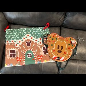 EUC Harveys Disney Gingerbread Mickey convertible crossbody purse and dust bag